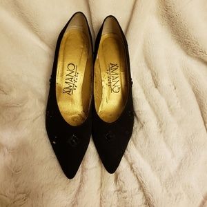 Amano Black Leather Short Heel